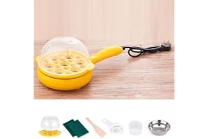 PLPLAAOO Rapid Egg Cooker,Electric Egg Cooker for Hard Boiled Eggs,Multifunctional 2 in 1 Egg Boiler Non Stick Egg Frying Pan,Automatic Off Egg Maker for Home Kitchen(yellow)