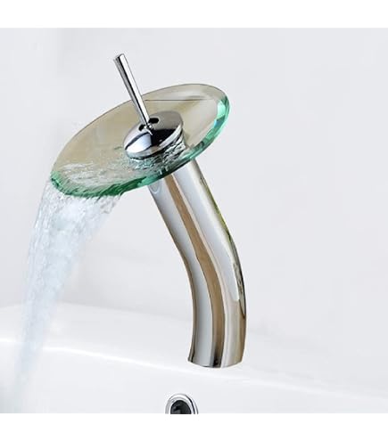 Homevacious Waschtischarmatur Wasserfall Chrome – Einhebel-Monoblock Aus Messing, Mit Pop-up Abfluss | Für 1- Oder 3-Loch Montage
