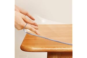 SPLENDEFUL Plastic Clear Table Protector 43x95 Inches Crystal Vinyl Table Cover Pad Transparent PVC Table Cloths for Dining Buffet Banquet Table Plastic Tablecloth Protector Waterproof Desk Pad Pet Feeding Mat