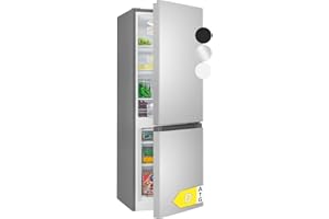 Bomann® Kühlschrank mit Gefrierfach | Energieklasse D | 143cm | Kühl Gefrierkombination leise 39 dB | 3 Ablagen & 3 Schubladen | Türanschlag wechselbar | 175L Kühlgefrierkombi | KG 322.1 inox