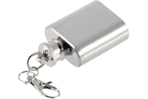 JORZER Flacons De Hanche pour Hommes Femmes Portables 1oz Mini Acier Inoxydable en Acier Inoxydable Flacon Hip Flacon Alcool Flagon avec Porte-clés