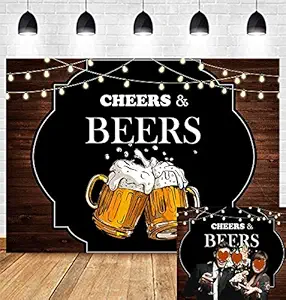 Cheers and Beers Mug Theme Photography Backdrops Retro Rustic Vintage Wooden Board 5x3ft Photo Background 30th 40th 50th Birthday Party Decoration Studio Props Cake Table Banner