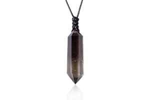 RJINGSHI Naturale quarzo fumé doppia punta di cristallo Collana di cristallo di guarigione intrecciata a mano ciondolo gemma lucidata Reiki energia pietra uomini e donne Collana regalo