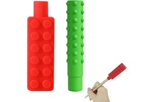 Kryzulax Juego de 2 lápices masticables para niños, Cadena para Masticar Sensory Chew, Juguete para el Autismo, Accesorio para lápiz, Duradero y Fuerte, Juguete masticable de Silicona para niños o