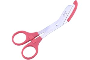 MARLAS Bandage Scissors Round Tip with Colored Safety Guard - 6" Surgical Grade Stainless Steel - Ideal for Nurses, Veterinary and Home Use (Coral Red)