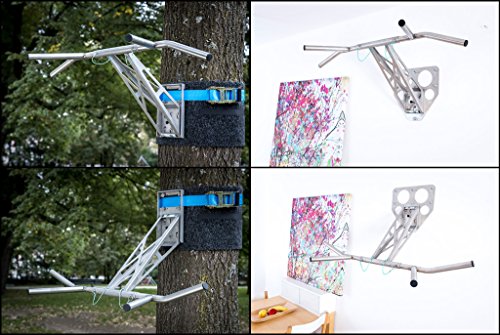 Klimmzugstange Dip-Stange: Pullup & Dip, mobil für Wand + Befestigung an Baum/Pfosten, indoor zu Hause und outdoor im Garten/Park, rostfreier Edelstahl + PREMIUM Qualität, WELTNEUHEIT, über 25 Übungen, 100% Kundenzufriedenheit, 3 unterschiedl. Pakete - 3
