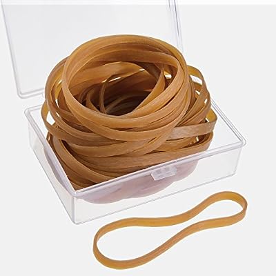 Outus 60 Pièces Bandes Élastiques en Caoutchouc 100 mm par 5 mm avec Boîte de Rangement pour Bureau Famille Fournitures Scolaires, Jaune Foncé