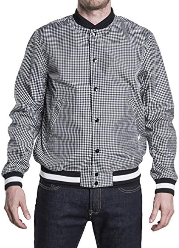 CIVICO 76 Men's Lightweight Checkered Bomber Baseball Jacket Long Sleeve Varsity Jacket
