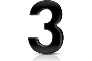 Vicloon Numer skrzynki pocztowej Naklejka, 3-calowy numer skrzynki pocztowej 3D wodoodporny, Numer domu Numer ulicy Naklejka dla domu Apartament Hotel Courtyard Cafe Czarny(3)