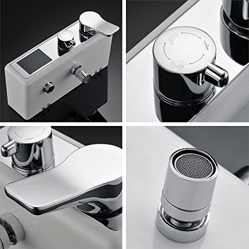 Homelody 3-Funktion Duscharmatur Duschsystem mit LCD Wassertemperatur Display Duschset mit Rainshower Regendusche Handbrause und Duschstange für Dusche - 6