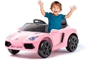 ATAA Lamborghini style 12V - Rosa- Macchina Elettrica per Bambini con 2 Potenti Motori, Veicolo Elettrico, Telecomando/Clacson/LED/Musica/Cintura di sicurezza