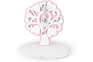 ALBALÙ Bomboniere Albero della Vita Orologio Rosa da Tavolo in Legno misura 10x10 cm Scatola Inclusa Ideale per Battesimo - Made in Italy