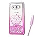 Produktbild Samsung Galaxy J5 2016 Case, Silver Pink Plating Design, Edaroo 3d Cool Flowing Liquid Bling Sparkle Pink Hearts Glitter Style Cute Rose Owl Couple Pattern Slim Thin Fits Soft Rubber TPU Bumper Protective Case Cover for Samsung Galaxy J5 (2016)