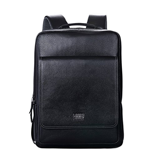 ONEWORLD High Quality Men Genuine Cowskin Backpack Full Grain Leather Backpack Large Capacity Multifunction Bag Black