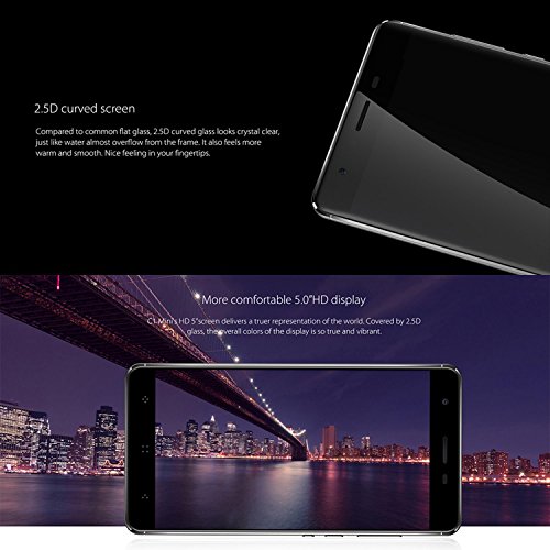 Elephone C1 Mini 4G Smartphone Ohne Vertrag 5.0 Zoll FHD Android 6.0 Full Metal Rahmen MediaTek MT6737 Quad Core 1GB RAM+16GB ROM 8.5mm Dicke Fingerabdruck-Sensor(Schwarz)