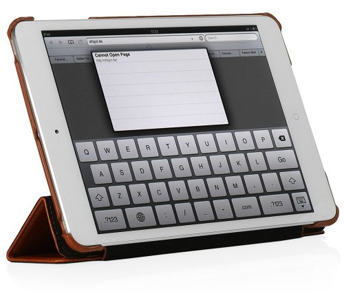 StilGut Couverture Case, Tasche aus feinstem Leder für das Apple iPad mini mit Retinadisplay & iPad mini 3 unterstützt Smart-Cover Funktion, Cognac - 3