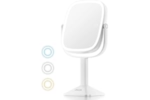 ‎CHICLEW CHICLEW 9.5'' Große Schminkspiegel mit Beleuchtung, 1X/10X Wiederaufladbarer Kosmetikspiegel mit Beleuchtung, Stufenlos Dimmbarer 360° Schwenkbarer Doppelseitiger Tischspiegel mit Abnehmbarer Basis