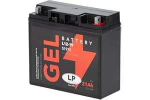 UNBEKANNT Landport Battery L12-19 Gel 12 V 21Ah 181 x 76 x 167 mm Compatible with BMW K1100 LT/RS, 1200 GT, R1200 GS, R45, R50, R65, R75 K75, Benelli Sei 750 Including Battery Deposit