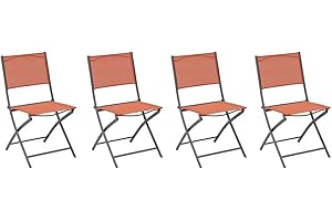 Hespéride - Lot de 4 Chaises de Jardin Pliantes Modula Ambre - Acier Traité Epoxy Texaline - Dim 46 x 52 x 87 cm - Meuble d'Extérieur Pliable