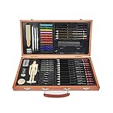 【LEICHT ZU Färbung】 Attraktive Holzbox für einfachen Zugriff und Aufbewahrung, reisefreundliches, kompaktes Design, ideales Geschenk zum Zeichnen und Zeichnen eines angehenden Künstlers. Box misst 39,3 cm * 4,7 cm * 19,8 cm.