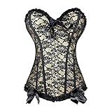 Yvelands Damen Damen Vollbrust Corsage Bauchweg Korsage Top Übergrößen Schwarz Bridal Wäsche schnürt Sich Oben Satin ohne Knochen Korsett mit G-Schnur