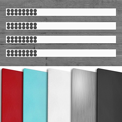 Master of Boards Steel Magnetic Memo Strip Set - 4 Pieces, 100 cm - Includes 64 Magnets - White