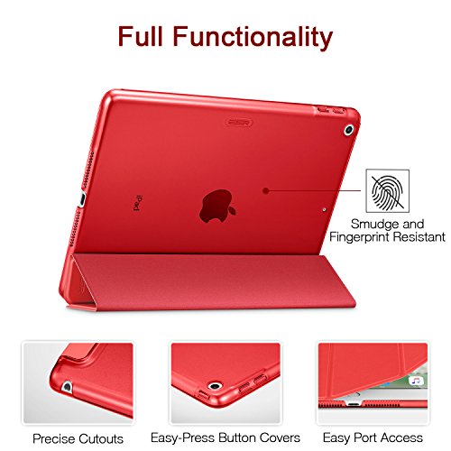 Neues iPad 2017 iPad 9.7 Zoll Hülle, ESR® Yippee Bildserie Cover Auto aufwachen / Schlaf Funktion Smart Case Wickelfalz Ledertasche mit Lichtdurchlässig Rückseite Abdeckung Schutzhülle für Neue iPad 9.7 2017 (Rot) - 6