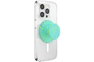 PopSockets: PopGrip Round für MagSafe - Inklusive Adapterring für MagSafe - Ausziehbarer Sockel und Griff mit einem Austauschbarem Top für Smartphones und Hüllen - Swirl Oasis Keylime