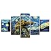 Produktbild YBSWLH 5 Stücke Malerei 200X100 cm / 78,8X39,4"Rahmen Modulare Leinwand Malerei Hd Druck Dekoration 5 Stücke Van Gogh Stern Nacht Wandkunst Bild Landschaft Schlafzimmer Kunstbericht