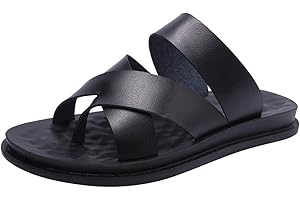 Harssidanzar Sandalias masculinas,sandalias deslizantes cruzadas antideslizantes en verano estilo anillo de dedo del pie al aire libre e Interior KM221EU