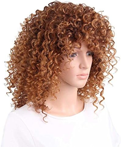 Devatno Shoulder Length Golden Afro Women's Prücke/Afro/Brown