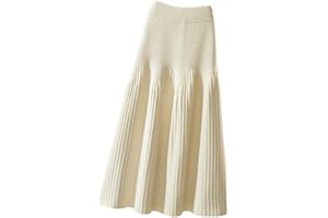 SUIUOI Jupes longues en velours côtelé, trapèze, pour femme, plissées en tartan, pour l'hiver et l'automne, midi, élastiques, vintage, élégantes, pliées, décontractées