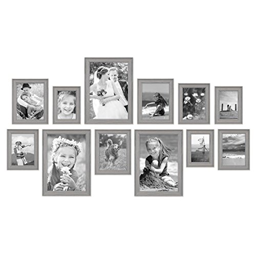 12er Set Bilderrahmen Skandinavischer Landhaus-Stil Grau-Braun 10×15 bis 20×30 cm inklusive Zubehör / Fotorahmen / Wechselrahmen - 4
