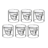 Totenkopf-Form und doppelwandiges Glas ist neu und lustig.