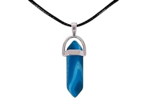 cotigo, Colgante de Piedra Natural de Forma de Punta - Incluye una Cadena de Hilo Encerado Negro 45cm - Distintas Piedras Semipreciosas