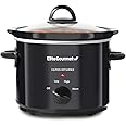 Elite Gourmet Glas Slow Cooker with Adjustable Temp, Entrees, Sauces, Stews & Dips, Dishwasher Safe Glass Lid & Crock, 3 Quart, Black
