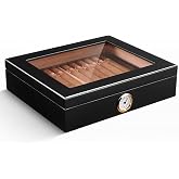 Siyah Camlı Kısa Humidor Puro Kutusu rc06sy