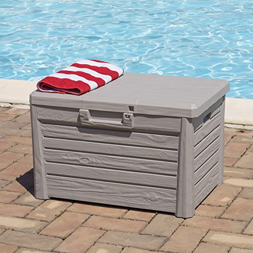 KREHER Sitztruhe, Kissenbox „Florida“ in Hellgrau. Mit 120 Liter Nutzvolumen und abschließbarem Deckel mit Gasdruck-Federn. Maße 73 x 50,5 x 46,5 cm - 3