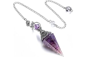 NOPKESV Pierre de Guérison, Améthyste en Résine, Cristal, Naturel, Ornement, Pendule Chakra Divinatoire, de Thot, pour Reiki Healing Dowsing Scrying Balance Bracelet, Chakras (Hexagonal)