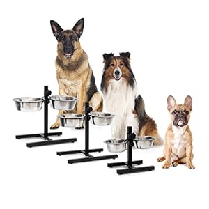 Relaxdays  10019116_397 – Comedero Doble para Perros y Gatos, Plateado, 21.5x36x27 cm