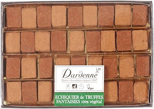 CHESSBOARD of fancy truffles 100% vegetal dark chocolate , 210 g, Transparent cover box