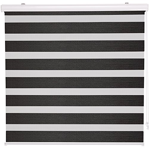 DuoRollo+ Premium Doppelrollo mit variabler Klemmfix-Halterung und Frontblende Seitenzug-Rollo mit Alu Klemmträgern für Fenster und Türen, Farbe:Anthrazit, Größe:90 x 160 cm - 2
