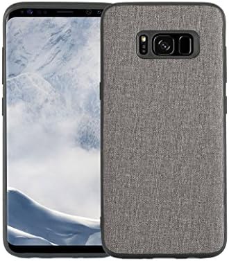 KOLLOEY Samsung Galaxy S8 (5.8") Case,DOUBLE Protection --- Soft Frame & Hard Back --- Canvas Pattern Full edge protective phone case Supports Wireless Charging For Samsung Galaxy S8 (5.8") (Grey)