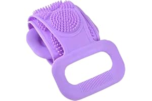 Silikon ryggskrapa - dubbelsidig duschborste | kroppsmassage | 70 cm silikonskrubb med exfolierande borste och massagesida, r