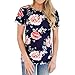 Produktbild Bonboho Frauen Shirts Blumendruck Oberteil Blumenmuster Kurzam Rundhalsausschnitt Sport Sweatshirt Mädchen Sommer Tops