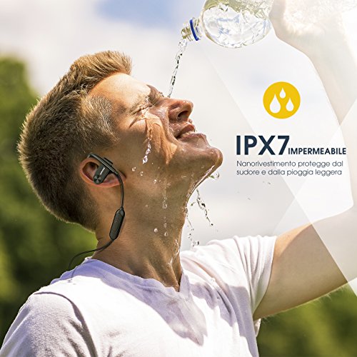 Auricolari Bluetooth 4.1 Mpow D2, Auricolari Sportivi Bluetooth Rivestimento Nano Impermeabile IPX7 con Microfono e Custodia da Trasporto per iPhone 7, 7 Plus, 6s, 6s Plus, 6, 6 Plus, Samsung, Huawei, Sony ed Altri Smartphone