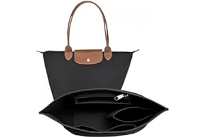 LOUKAYCCI Organizer in feltro compatibile con inserti per borse longchamp le pliage (M, nero)