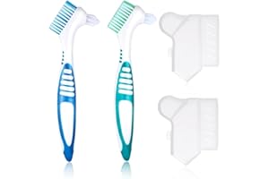 IKOPFLN 2 Piezas cepillos interdentales para dentaduras postizas, cepillo interdental para dentaduras postizas, cepillo para dentaduras postizas, con 2 fundas protectoras