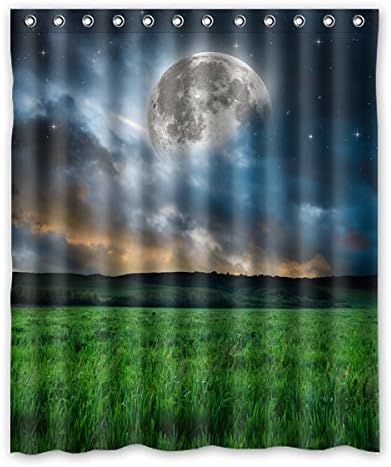 152 cm x183 cm (60 "x72") Bathroom Shower Curtain, Universal Custom,The Custom Field Beautiful Moon HD Waterproof Shower Curtain Mildew