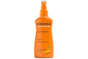 Bilboa Carotissima, Olio Solare Spray Super Abbronzante con Betacarotene, Mette l'Abbronzatura Nero su Bianco, Resistente all'Acqua, Dermatologicamente Testato, 200 ml